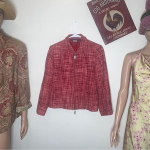 Vintage  Austin Reed Red 100% Silk Zip Uo Blazer Jacket size Petite 8